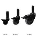 Swivel wheel black set - 100 mm with brake incl. Expander for tube 48.3 mm Klemp ZW100Z-E483 Accessories for Tube Fittings