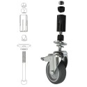 Swivel wheel black set - 100 mm with brake incl. Expander for tube 25x25 mm Klemp ZW100Z-ES250 Accessories for Tube Fittings