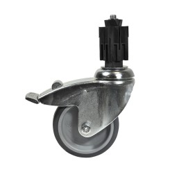 Swivel wheel silver set - 100 mm with brake incl. Expander for tube 42.4 mm - Home - Klemp