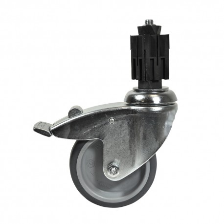 Swivel Wheel with brake 100 mm incl. expander 26.9 mm (Klemp) - Accessories for Tube Fittings
