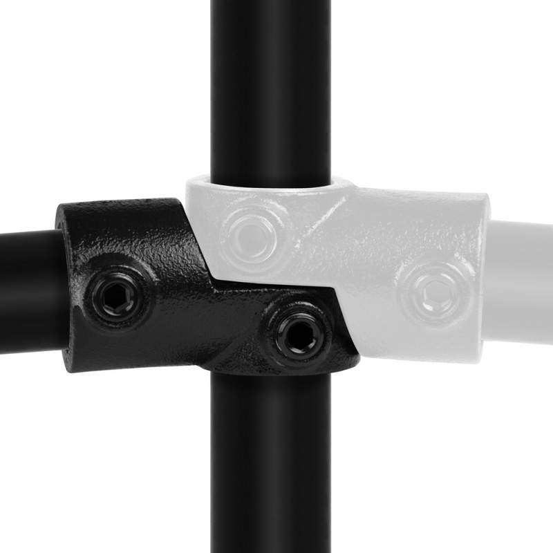Adjustible Swivel Tee Typ 49D, 42,4 mm, Black (Klemp) - Black Tubefittings
