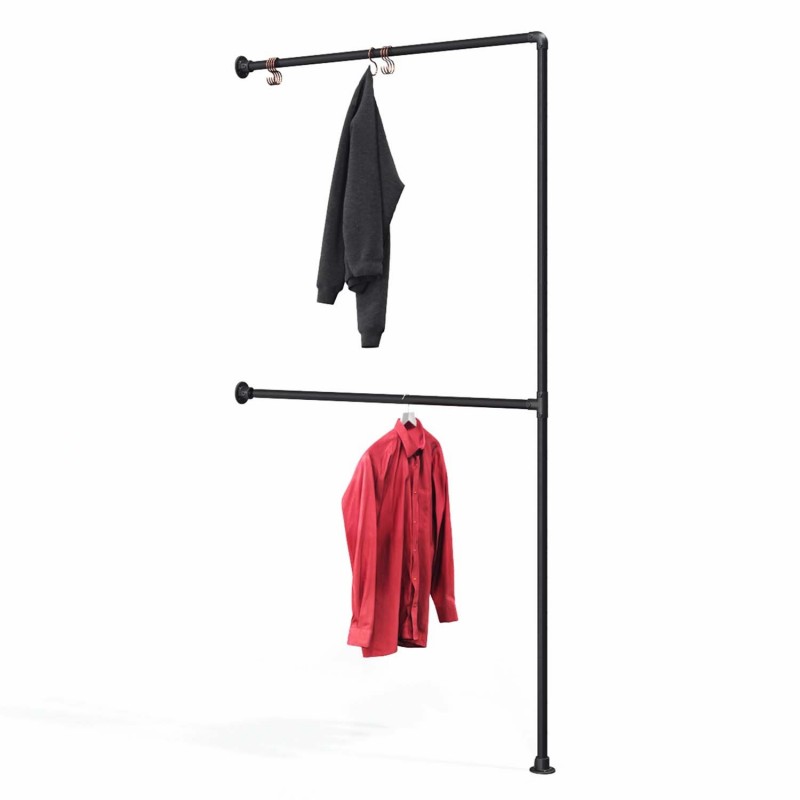 Clothes Rack Essen - Wall mounted - Black (Klemp) - Kits