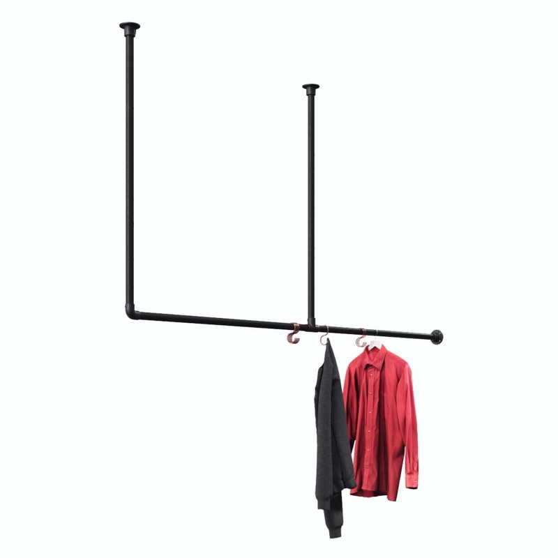 Clothes rail Wuppertal - Wall mounted - Black (Klemp) - Kits