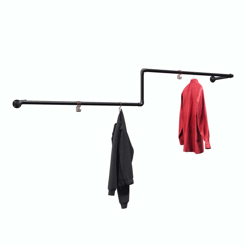 Clothes rail Gelsenkirchen - Wall mounted - Black (Klemp) - Kits