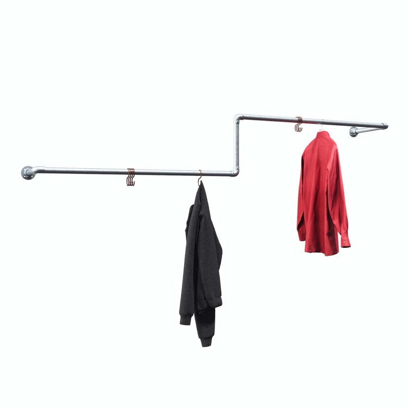 Gelsenkirchen kledingstang - voor wandmontage - gegalvaniseerd (Klemp) - Kits