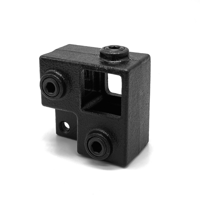 Angle of continuous upright with single lip Typ 21S, 25 mm, Black (Klemp) - Square Tubefittings