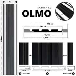 Wall panel - Olmo - C - Black Klemp 29-9X-OLMO-C Premium wall panels