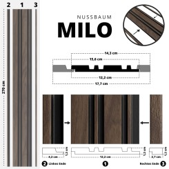 Wall panel - Milo - O - Walnut Klemp 29-9X-MILO-O Premium wall panels