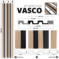 Wall panel - Vasco - DZ - Golden oak Klemp 29-9X-VASCO-DZ Premium wall panels