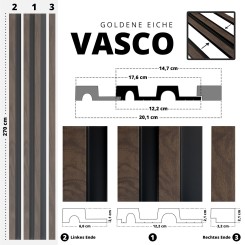 Wall panel - Vasco - O - Walnut Klemp 29-9X-VASCO-O Premium wall panels