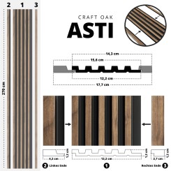 Wall panel - Asti - DC - Craft Oak Klemp 29-9X-ASTI-PS-DC Premium wall panels