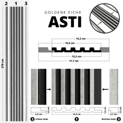 Wall panel - Asti - S - Silver | Klemp