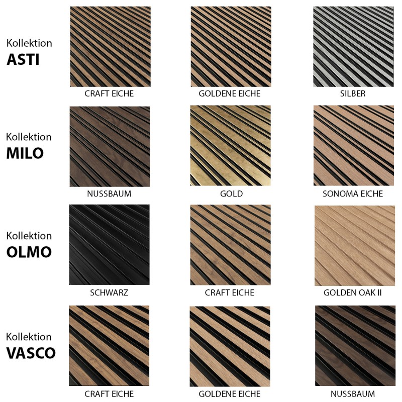 Paneles de pared premium - todos los colores - Conjunto de muestra (Klemp) - Paneles de pared de primera calidad