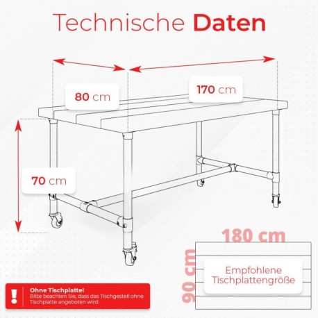 Tischgestell Wien Schwarz - mit Rollen (Klemp) Tischgestell Wien Schwarz - mit Rollen (Klemp)