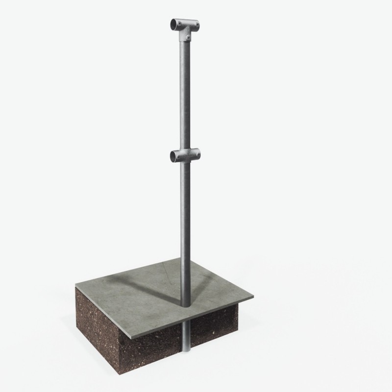 Barrier post middle for setting in concrete - with crossbar | Klemp