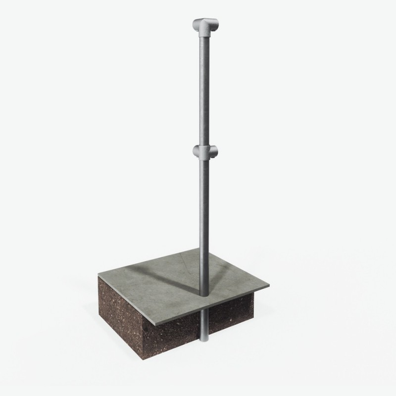 Barrier post corner for setting in concrete - with crossbar (Klemp) - Kits