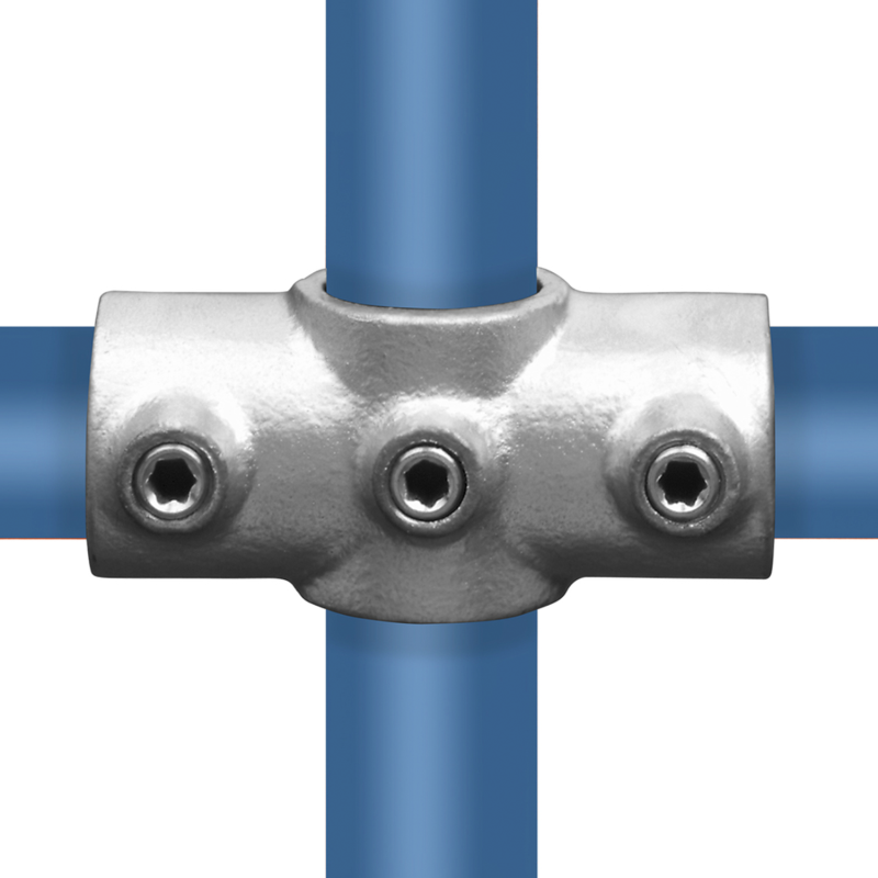 Croix à deux douilles Typ 22DE, 42,4 mm - 48,3 mm, Galvanisé (Klemp) - Colliers de serrage ronds