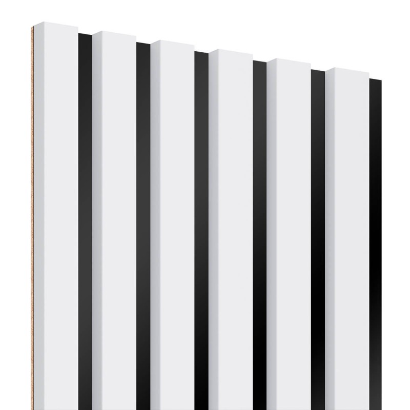 Lamellenleisten aus MDF auf HDF Platte 275 x 30 cm - Weiß Matt (Klemp) - MDF Lamellen auf Platte
