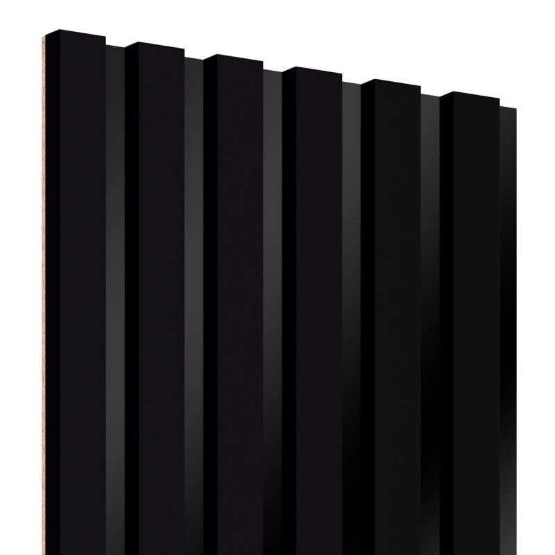Lamellenleisten aus MDF auf HDF Platte 275 x 30 cm - Schwarz Matt (Klemp) - MDF Lamellen auf Platte