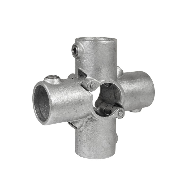 Add-on Four Socket Cross Typ 26OE, 48,3 mm, Galvanized (Klemp) - Round Tubefittings