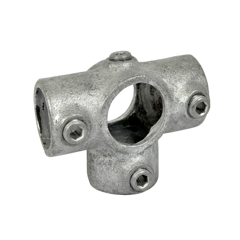 Tee di uscita laterale Typ 24D, 42,4 mm, Zincato (Klemp) - Raccordi per tubi tondi