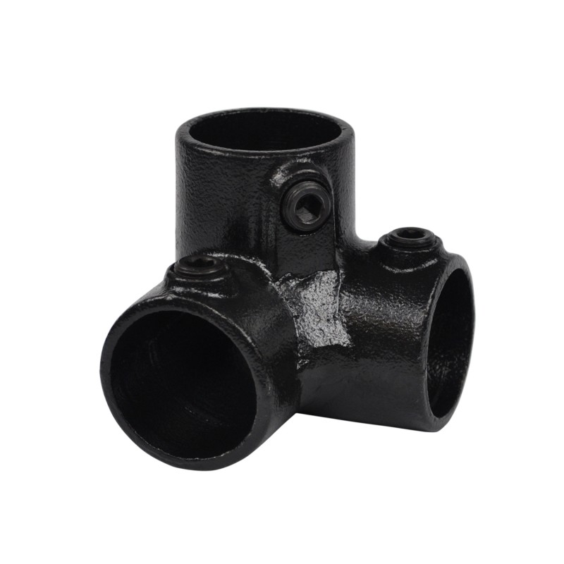 Rohrverbinder Dreiweg Eckstück 90° - Typ 18C - 33,7 mm (Schwarz) (Klemp) - Runde Rohrverbinder Schwarze