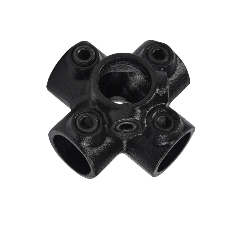 Four Socket Cross Typ 26B, 26,9 mm, Black (Klemp) - Black Tubefittings
