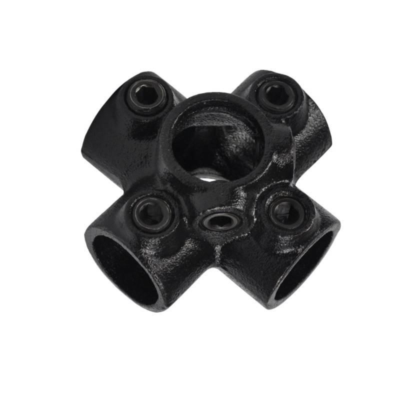 Cruz de cuatro zócalos Typ 26B, 26,9 mm, Negro (Klemp) - Abrazaderas de tubo negras