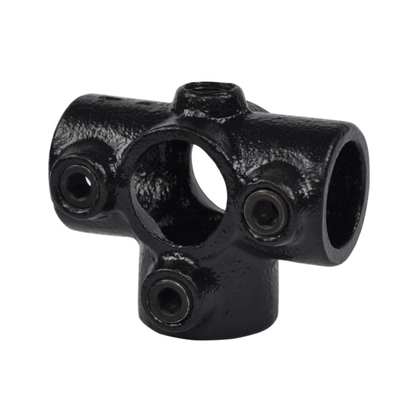 Rohrverbinder T-stück Mit Stützrohr - Typ 24A - 21,3 mm (Schwarz) (Klemp) - Runde Rohrverbinder Schwarze