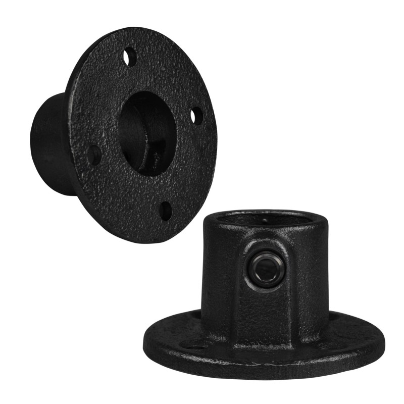 Fußplatte rund durchgehend Typ 10TD, 42,4 mm, Schwarz (Klemp) - Runde Rohrverbinder Schwarze