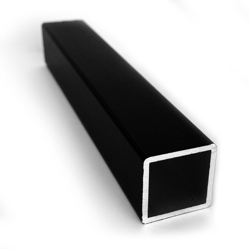Tubo de aluminio cuadrado negro - 25 mm x 2 mm (Klemp) - Tubos cuadrados de aluminio negro