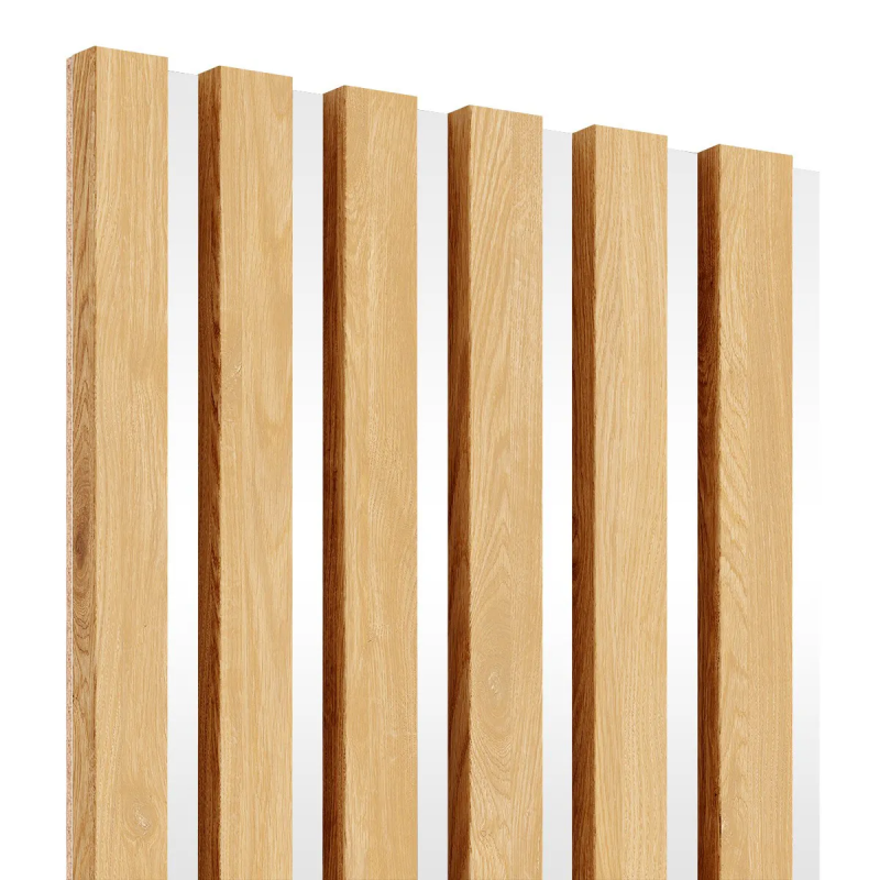 Laths on HDF board 30x275 cm Natural oak/White (Klemp) - MDF slats on panel