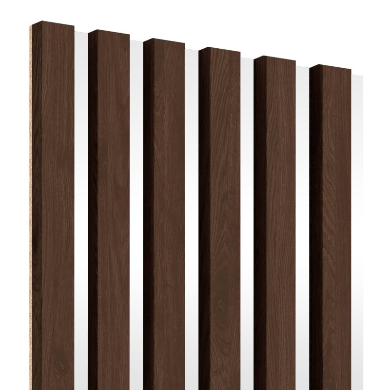 Laths on HDF board 30x275 cm Walnut/White (Klemp) - MDF slats on panel