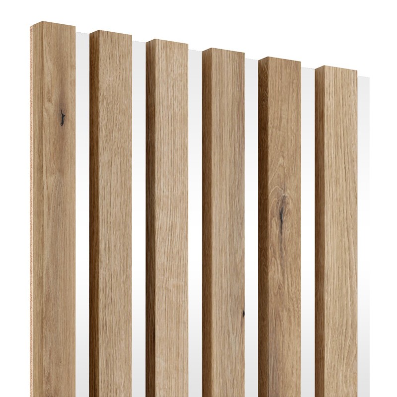 Laths on HDF board 30x275 cm Artisan oak/White (Klemp) - MDF slats on panel