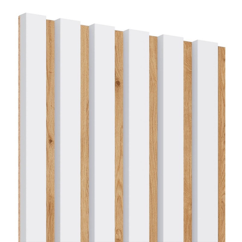 Laths on HDF board 30x275 cm White (Klemp) - MDF slats on panel