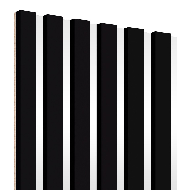 Laths on HDF board 30x275 cm Black/White (Klemp) - MDF slats on panel