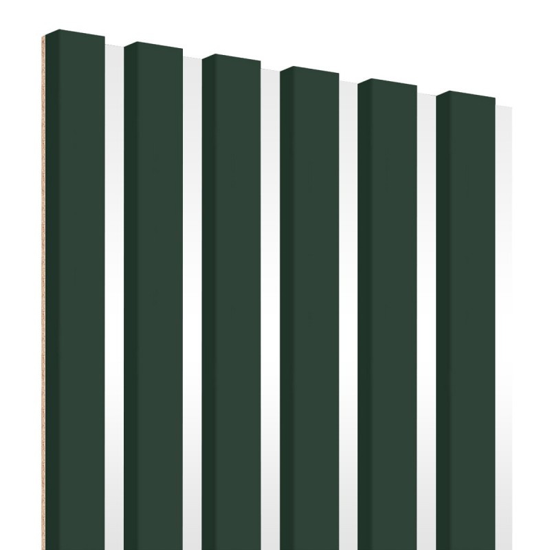 Laths on HDF board 30x275 cm Bottle Green/White (Klemp) - MDF slats on panel