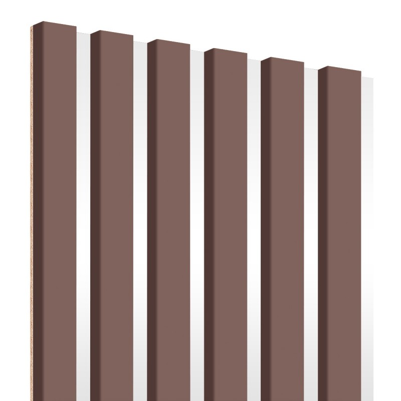 Laths on HDF board 30x275 cm Powder pink/White (Klemp) - MDF slats on panel