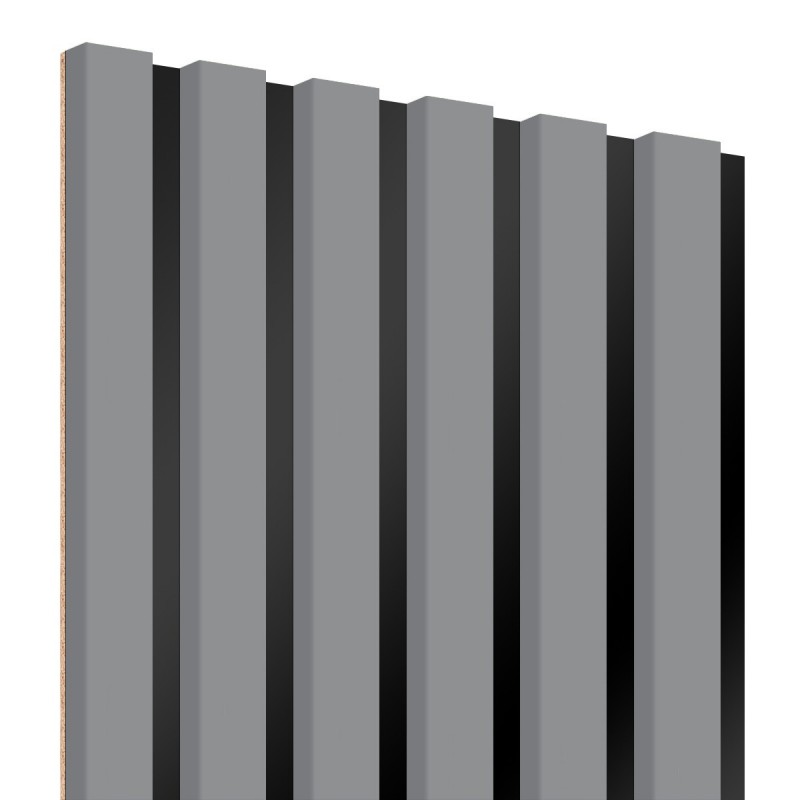 Laths on HDF board 30x275 cm Grey/Black (Klemp) - MDF slats on panel