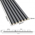 Laths on HDF board 30x275 cm Grey/Black (Klemp)