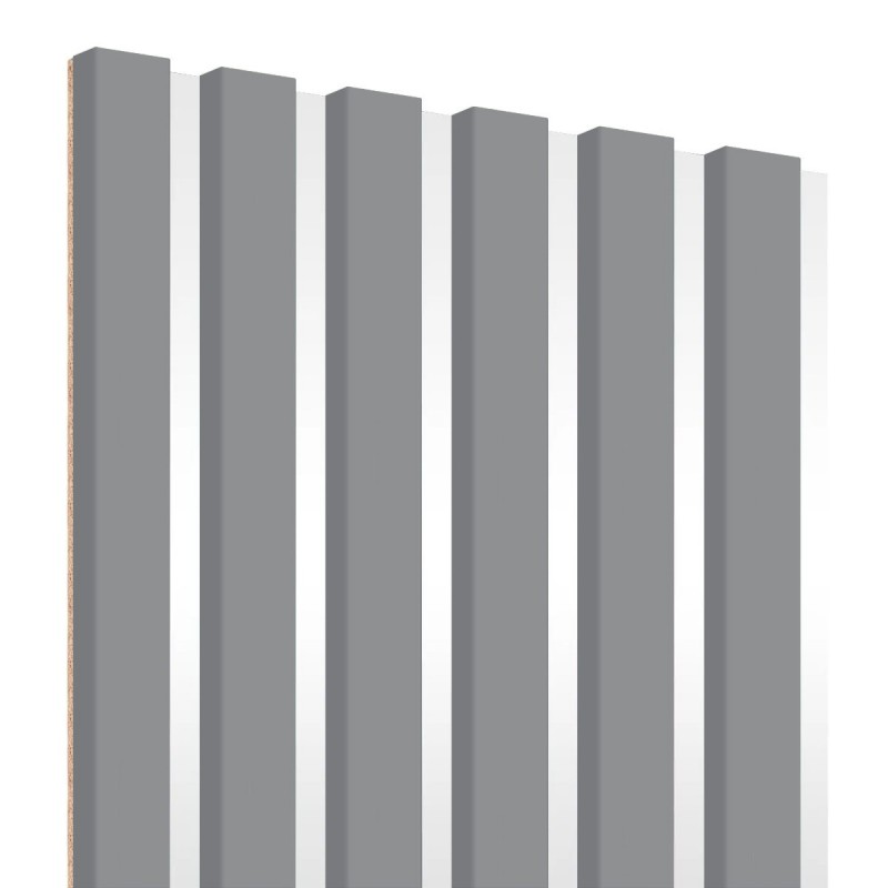 Laths on HDF board 30x275 cm Grey/White (Klemp) - MDF slats on panel