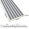 Laths on HDF board 30x275 cm Grey/White (Klemp)