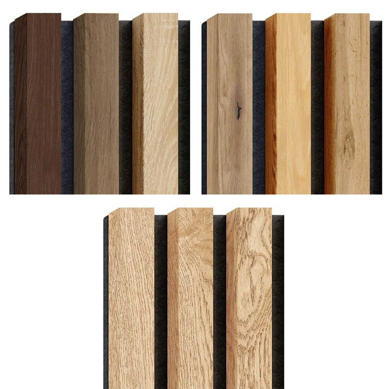 Listones MDF sobre fieltro - Conjunto de muestra todos los colores - Roble (Klemp) - Lamas de MDF sobre fieltro