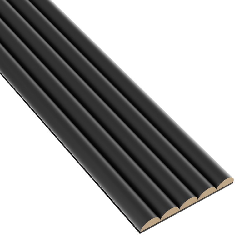 Reeded panels - Matt Black - 6 pieces (Klemp) - MDF ribbed wall panels