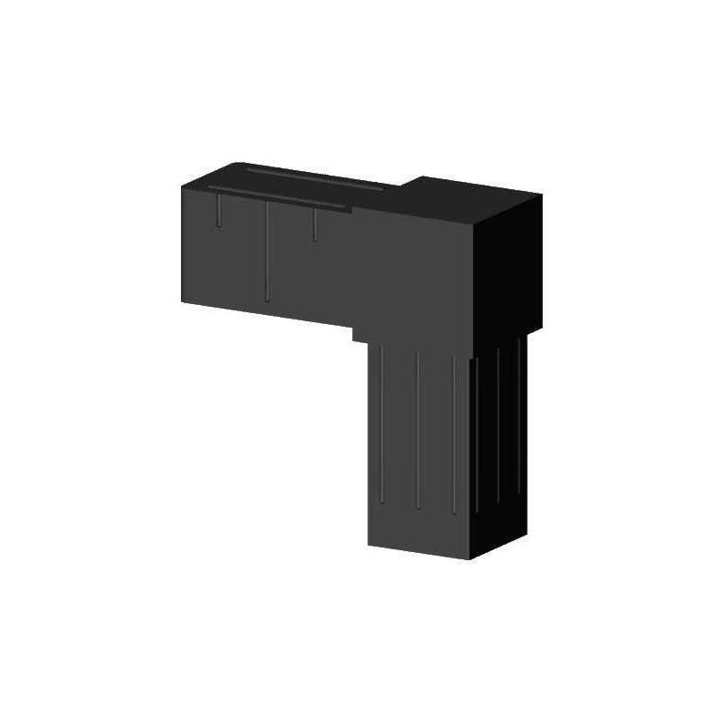 Codo 90° (2 ejes, 2 entradas) – para perfil 20x20x1,5 mm - negro (Klemp) - Conectores de plástico para perfiles cuadrados