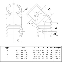 Short Tee 45° - Type 2D - 42,4 mm Klemp 608003D Round Tubefittings
