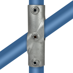 Conector de tubos Pieza en cruz Para pendientes de 30° - 45° - Tipo 23D - 42,4 mm - Conexiones de tubos redondos - Klemp
