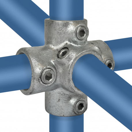 Croix à quatre douilles Typ 26D, 42,4 mm, Galvanisé (Klemp) - Colliers de serrage ronds