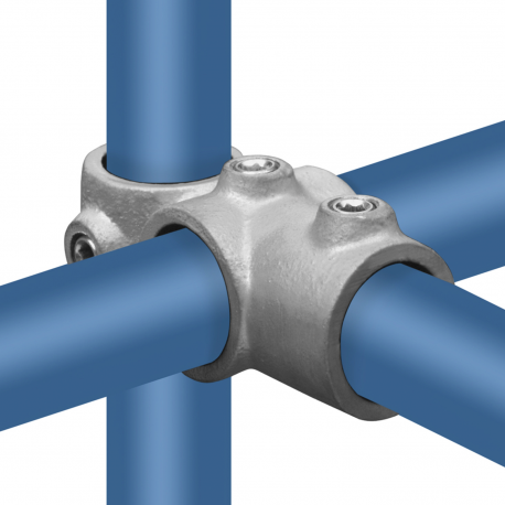 Conexión en T y cruz de zócalo combinado Typ 30B, 26,9 mm, Galvanizado (Klemp) - Abrazaderas de tubo redondas