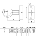 Rohrverbinder Handlaufhalterung, offen - Typ 35C - 33,7 mm (Klemp)
